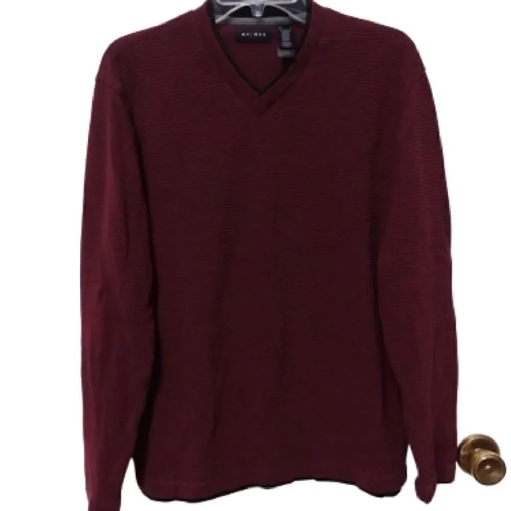 Men's Axcess Burgundy Ribbed Light Sweater-L